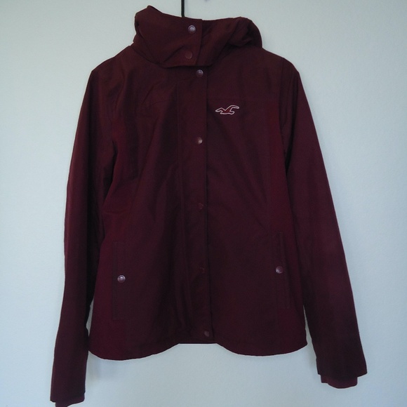 Hollister Jackets & Blazers - Hollister Burgundy All-Weather Jacket w/hood - Size L